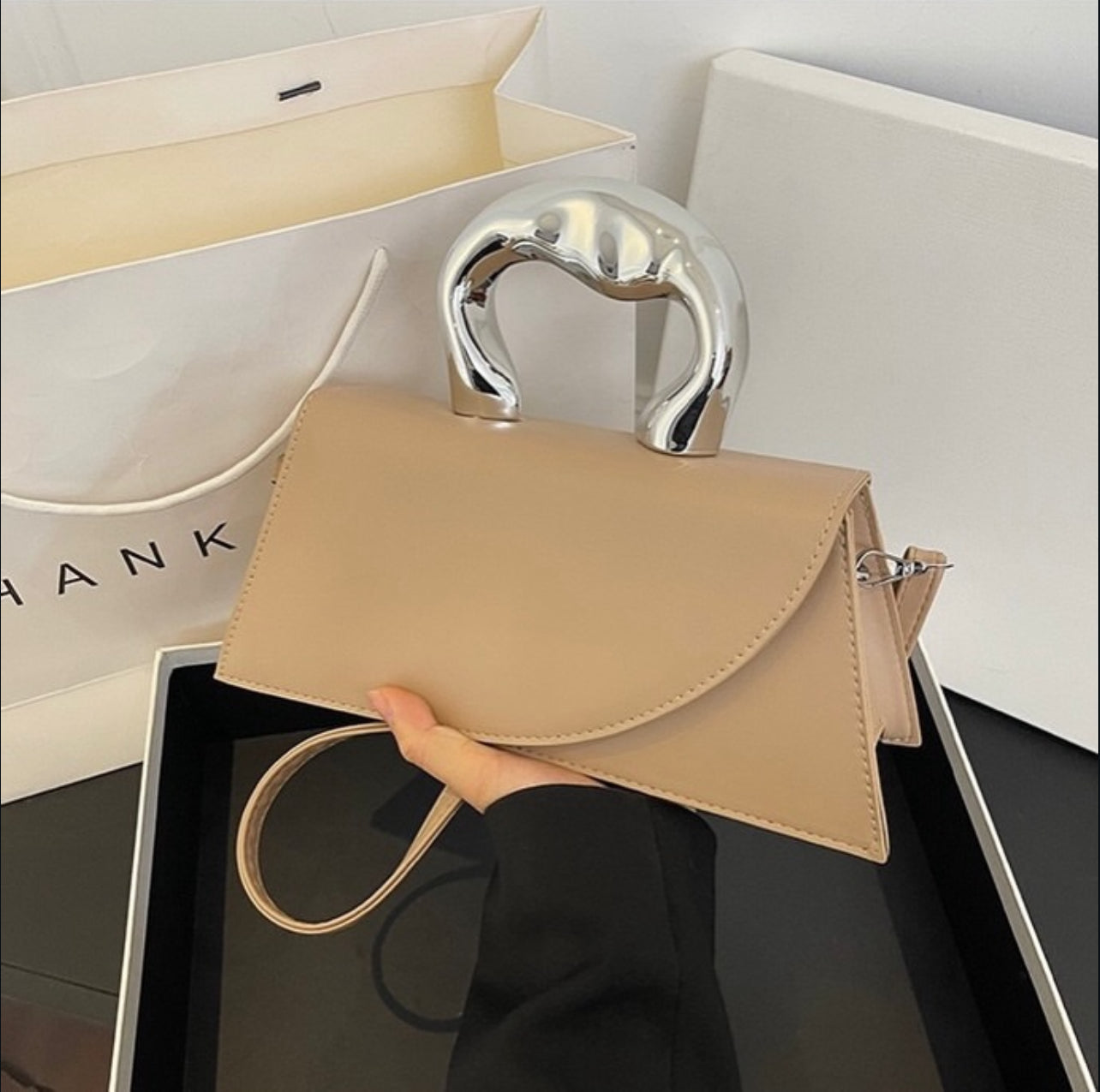 Luna Sculptural Top Handle Bag – Luxury Shoulder & Crossbody Handbag